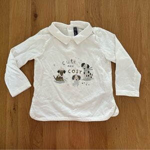 Sergent Major (French) White Long Sleeve Tee with Playful Animal Print